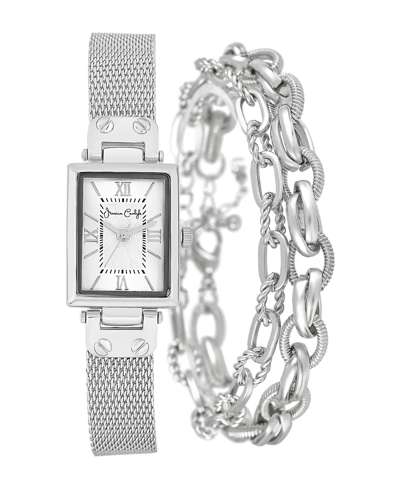 Jessica Carlyle Women's Silver Tone Metal Alloy Analog Watch, 23mm