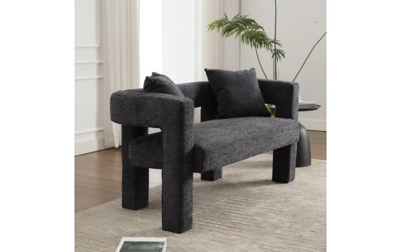 Modern Chenille Loveseat Bench, Comfy Upholstered 2-Seater Sofa for Living Room, Bedroom, & Leisure Areas-The Pop Home