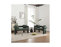 Modern Chenille Loveseat Bench, Comfy Upholstered 2-Seater Sofa for Living Room, Bedroom, & Leisure Areas-The Pop Home