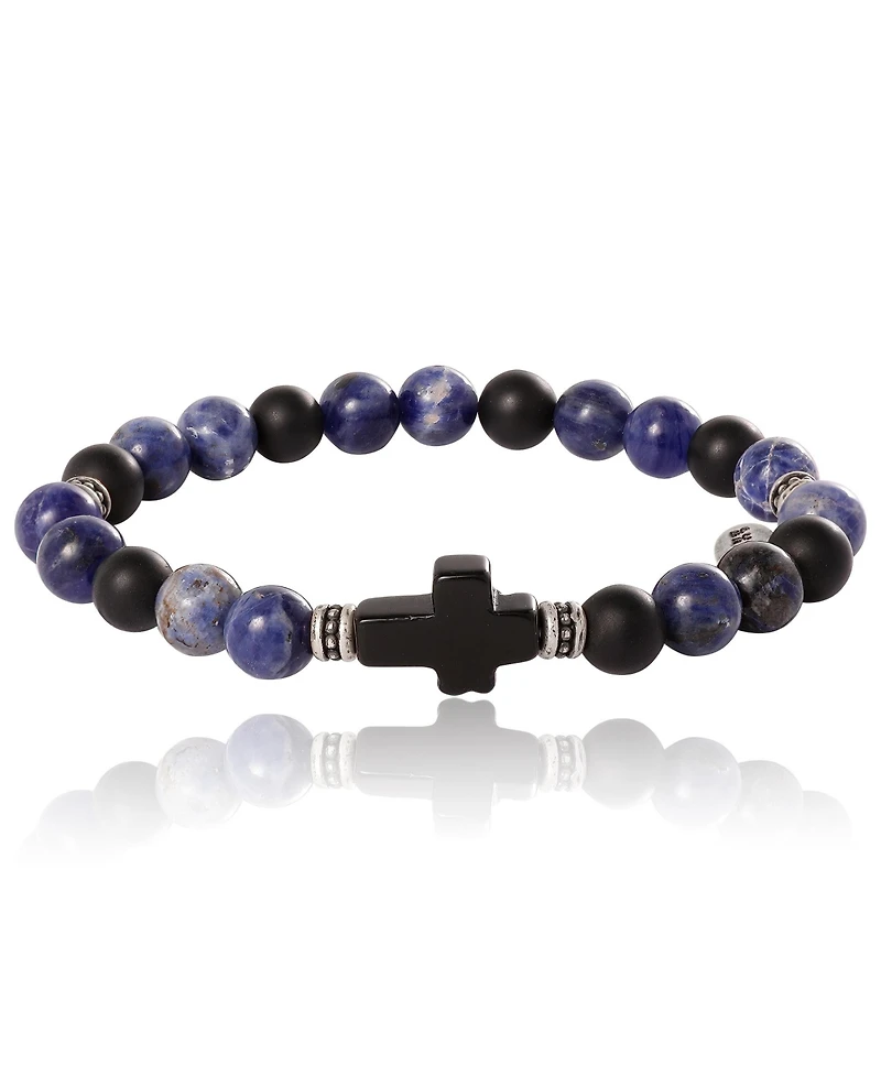 Lucky Brand Sodalite Bead Stretch Bracelets with Cross Accents
