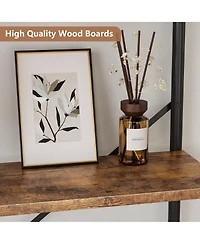gaomon Bookshelf Industrial Bookcase Wooden Storage Open Rack Shelf with Metal Frame