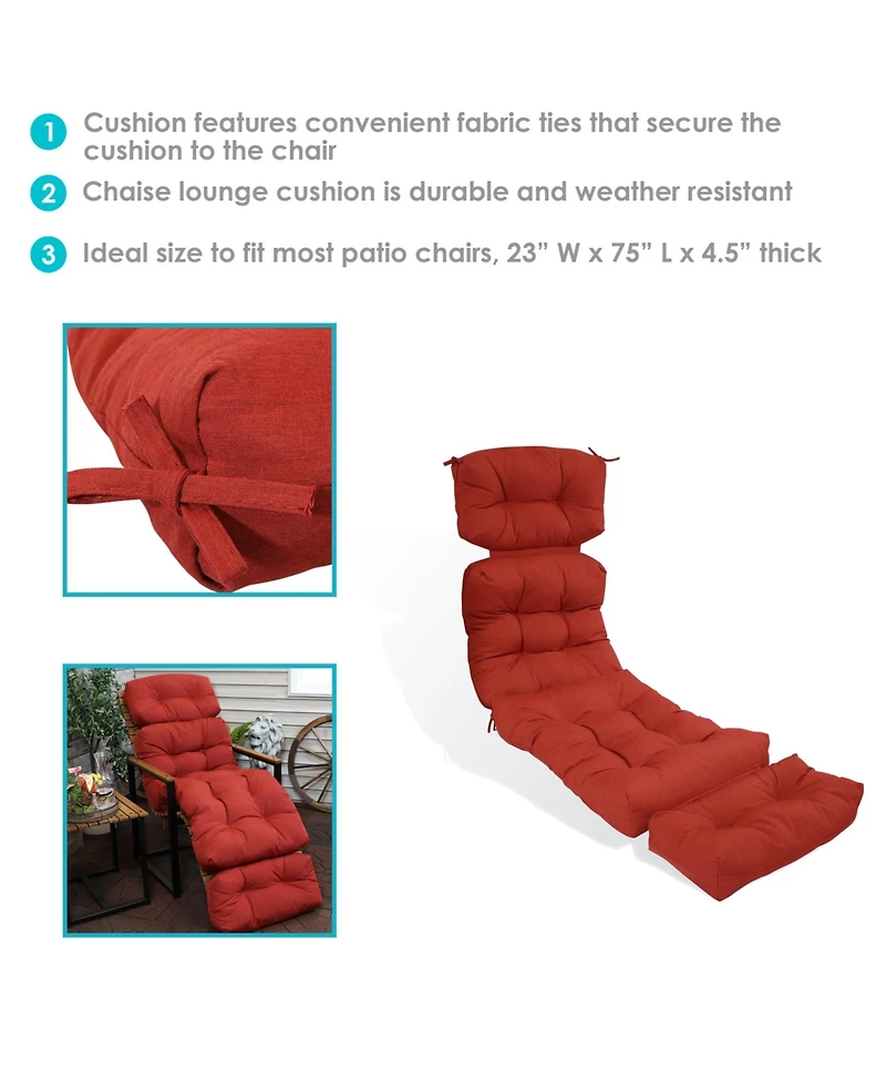 Indoor/Outdoor Olefin Polyester Tufted Chaise Lounge Chair Replacement Cushion - 23" x 75"