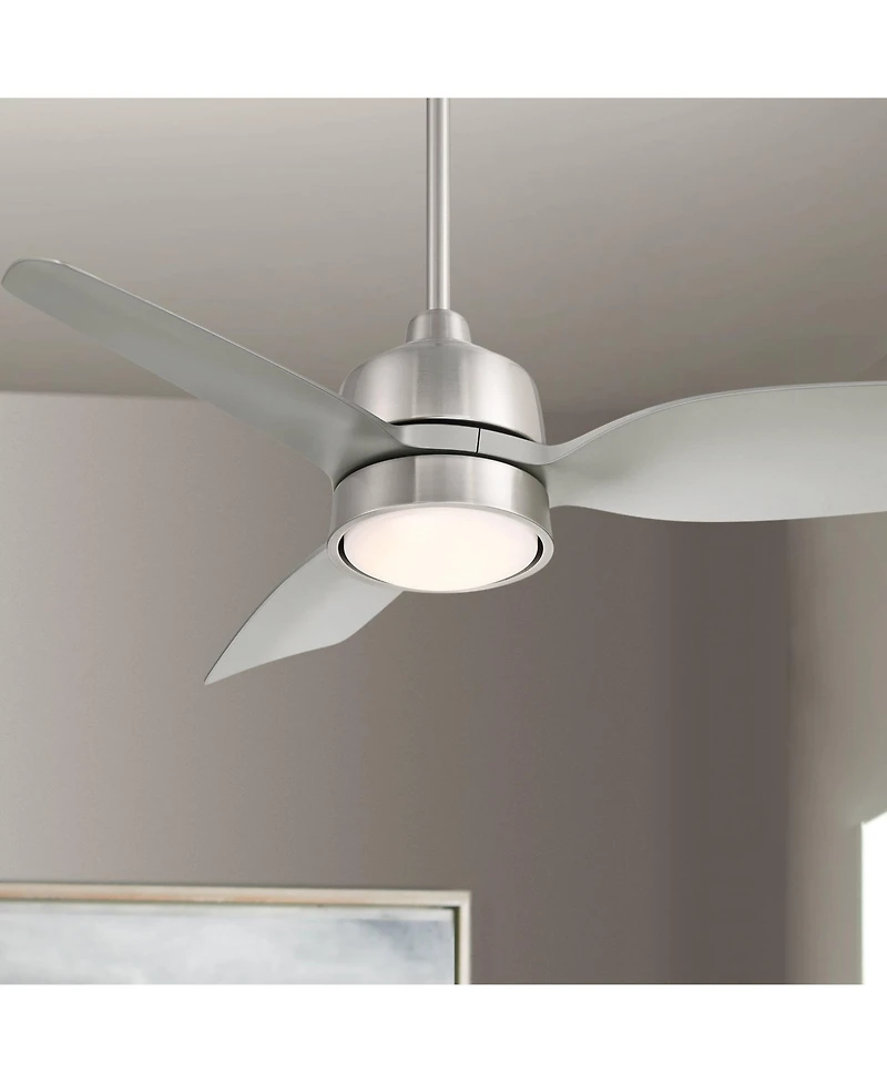 Casa Vieja 36" Verdin Modern Indoor Outdoor Ceiling Fan 3 Blade Led Light Remote Control Brushed Nickel Finish Bedroom Damp Rated