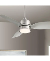 Casa Vieja 36" Verdin Modern Indoor Outdoor Ceiling Fan 3 Blade Led Light Remote Control Brushed Nickel Finish Bedroom Damp Rated