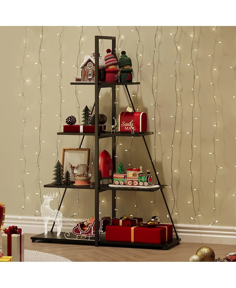 gaomon Bookcase, 4-Tier Ladder Bookshelf, A-Shaped Ladder Shelf Display