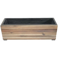 Indoor/Outdoor Rectangle Acacia Wood Planter Box with Plastic Liner - 24.25"