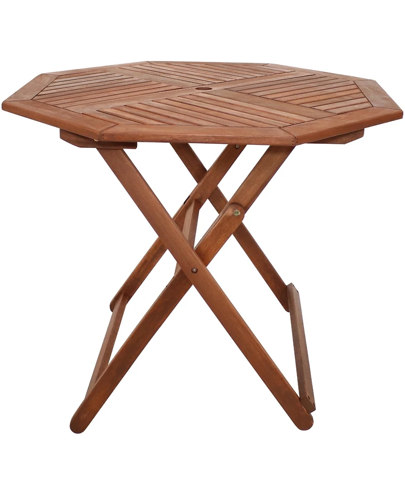 Outdoor Meranti Wood Folding Octagon Patio Dining Table - 35" - Brown
