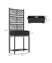 Outsunny Rat Raised Planter Box with Trellis and Storage Shelf,