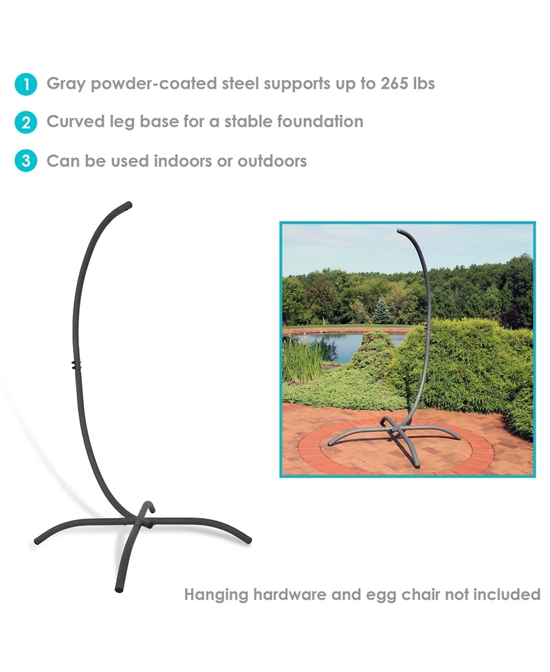 Durable Steel Egg Chair Stand with Curved Leg Base, Hardware, and Powder-Coated Finish - 78" H - Gray