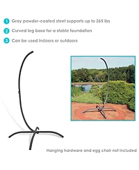 Durable Steel Egg Chair Stand with Curved Leg Base, Hardware, and Powder-Coated Finish - 78" H - Gray