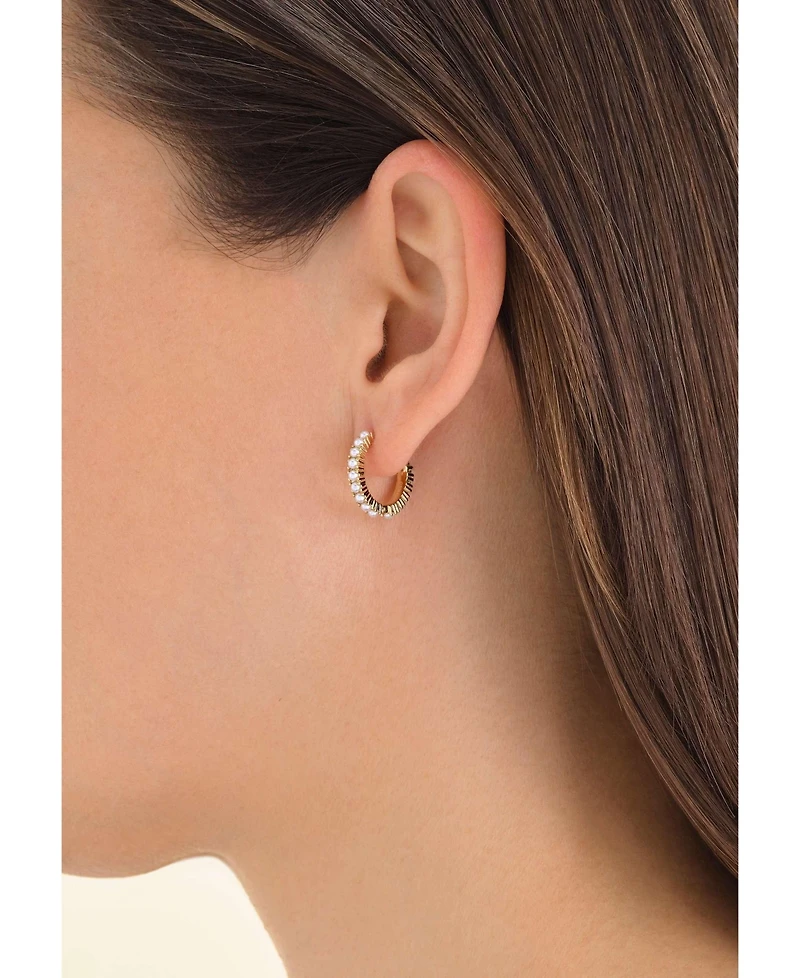 Rosefield Pearl Huggies In 14K Yellow Gold Plated Stainless Steel