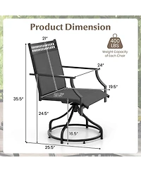 Patio Swivel Dining Chairs Set of 2 with Quick-Drying Fabric and Metal Frame