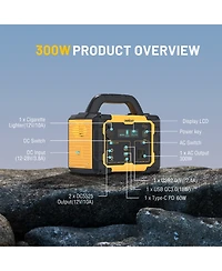 Mondawe 300W Portable Power Station 299.5Wh Solar Generator with Ac Outlet