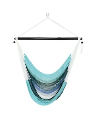 Polyester Rope Hanging Caribbean-Style Hammock Chair Swing for Patio, Porch, or Yard - Lagoon Stripes