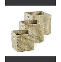 Napa Home & Garden Rivergrass Square Baskets With Handles, Set Of 3