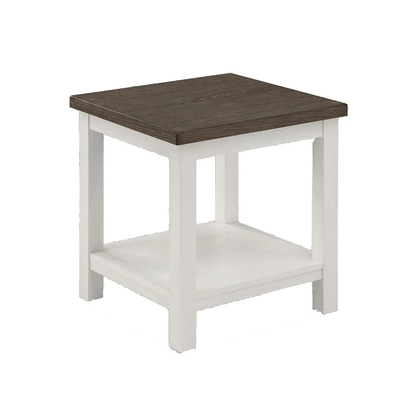 Square End Table with Open Bottom Shelf and Brown Top Stylish and Practical Storage for Living Room or Bedroom