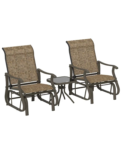 Outsunny 3-Piece Outdoor Gliders Set with Steel Frame, Table