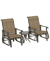 Outsunny 3-Piece Outdoor Gliders Set with Steel Frame, Table