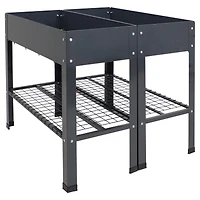 Hot Dip Galvanized Steel Raised Garden Bed with Mesh Shelf - Set of 2