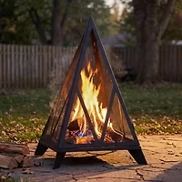 Majestic Pyramid Steel Mesh Fire Pit - Black