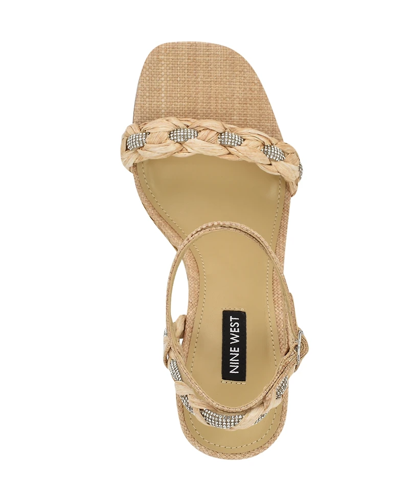 Nine West Women's Nashy Woven Embellished Wedge Sandals