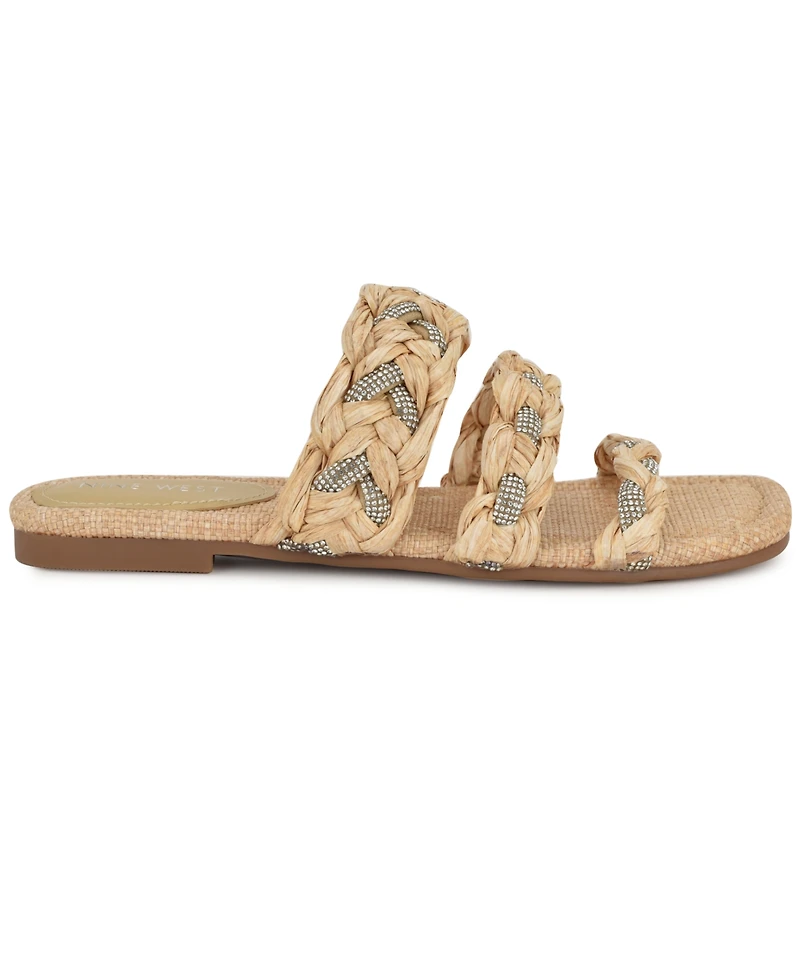 Nine West Women's Qazz Woven Embellished Flat Sandals