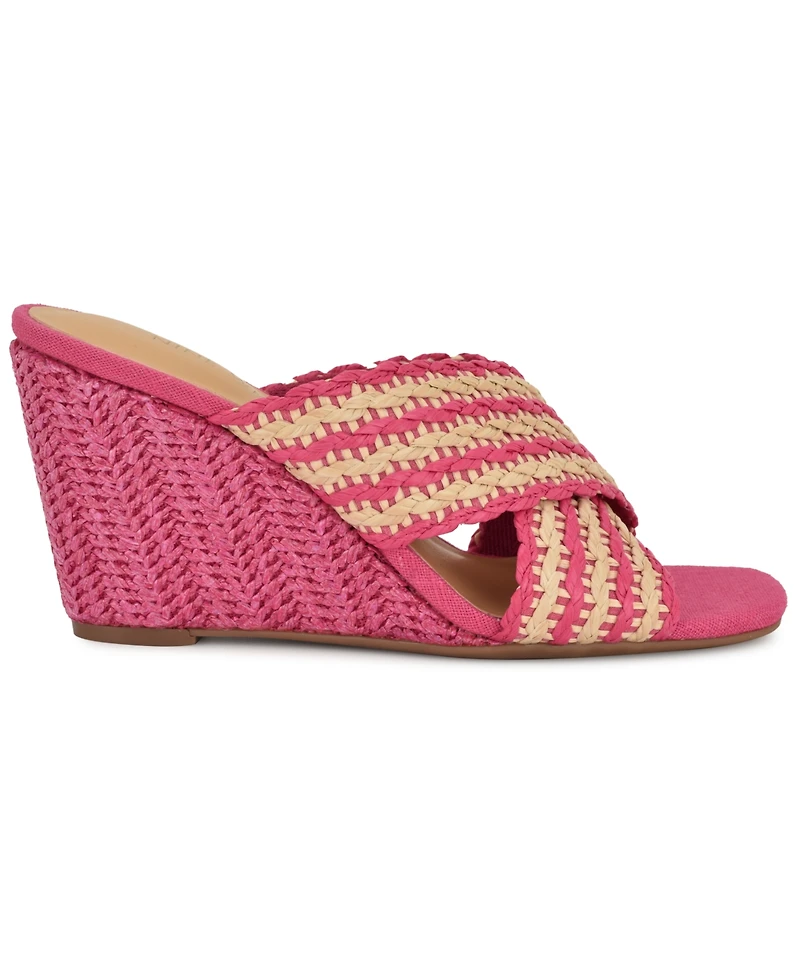 Nine West Women's Novela Woven Slip-On Wedge Sandals