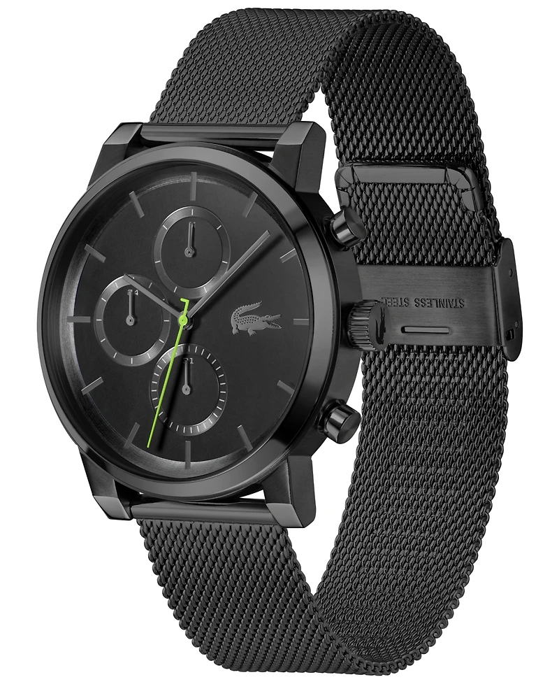 Lacoste Men's Replay Ionic Plated Black Stainless Steel Mesh Bracelet Watch, 44mm