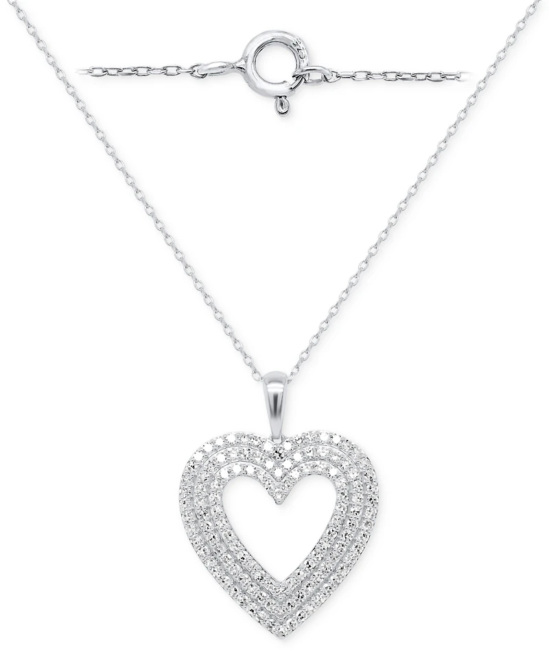 Forever Grown Diamonds Lab-Grown Diamond Heart Pendant 18" Necklace (2 ct. t.w.) in Sterling Silver or 14k Gold-Plated Sterling Silver