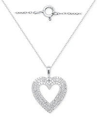 Forever Grown Diamonds Lab-Grown Diamond Heart Pendant 18" Necklace (2 ct. t.w.) in Sterling Silver or 14k Gold-Plated Sterling Silver