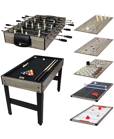 10-in-1 Multi-Game Table with Billiards, Foosball, Hockey, Ping Pong, Chess, Checkers, Backgammon, Shuffleboard, Bowling, and Cards - 49.5"