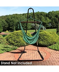 Modern Boho-Style Soft-Spun Polyester Rope Hanging Caribbean Xl Hammock Chair for Yard, Balcony, and Garden