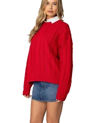 Edikted Womens Acacia Oversized Cable Knit Sweater