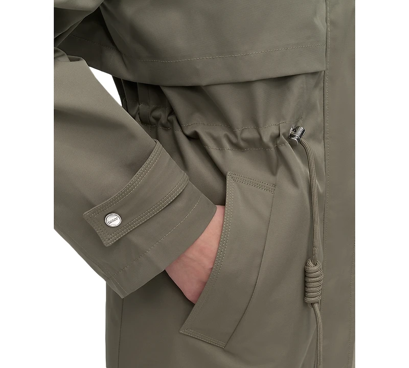 Dkny Women's Hooded Zip-Front Long Anorak Coat