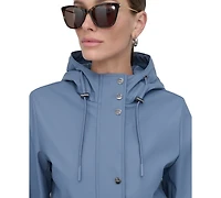 Dkny Women's Hooded Zip-Front Water-Resistant Raincoat