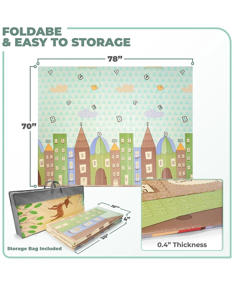 Sorbus (78" x 70") Foldable Play Mats with Travel Bag - for Babies, Toddlers, and Kids Playtime & Tummy Time