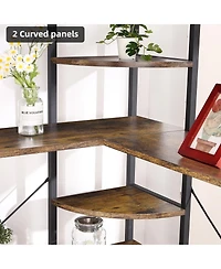 gaomon 5-Tiers Corner Bookshelf with Metal Frame
