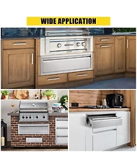 gaomon Outdoor Kitchen Drawer with Divider, Stainless Steel Flush Mount Single Bbq Drawer, 30W x 23D x 10H Inches Built-In Access Drawer with Venting
