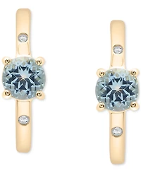 Macy's 2-Pc. Set Sky Blue Topaz (1-1/5 ct. t.w.) & Diamond Accent Hoop Earrings & Pendant Necklace in 14k Gold Over Sterling Silver