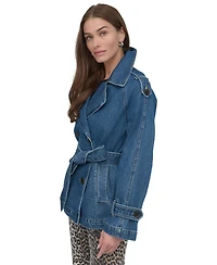 Dkny Women's Short Belted Double-Breasted Trench Coat