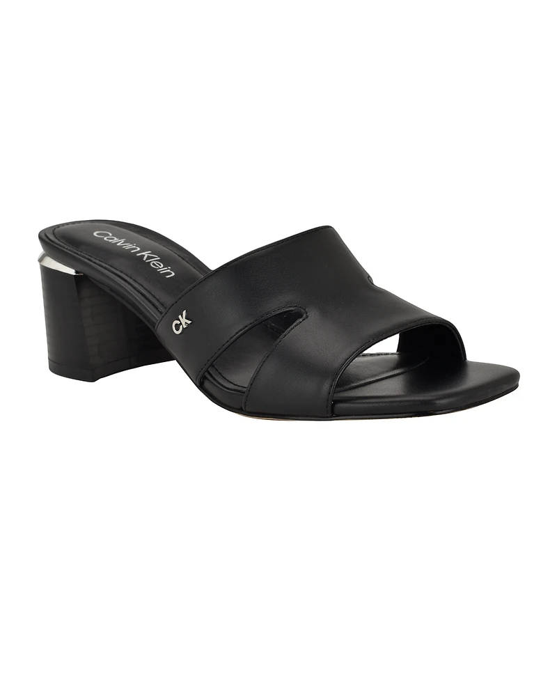 Calvin Klein Women's Valery Logo Block Heel Slide Sandals