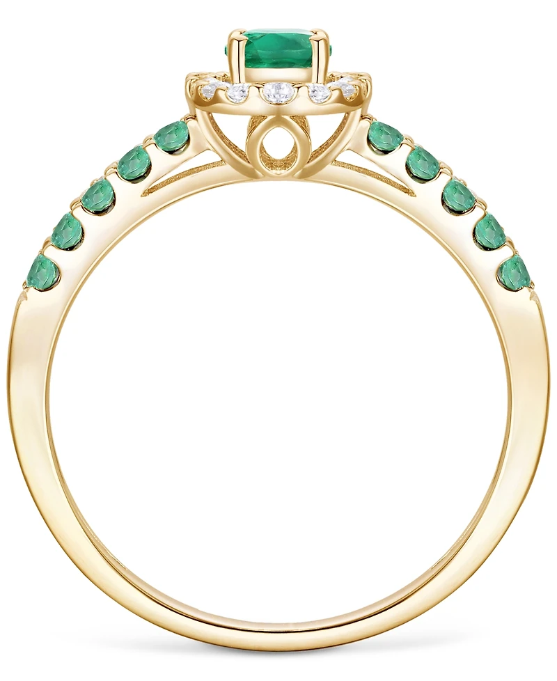 Sapphire (1 ct. t.w.) & Diamond (1/6 Oval Halo Ring 14k White Gold (Also available Ruby Emerald)