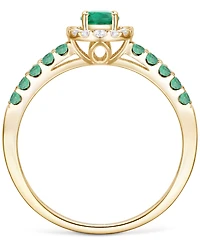 Sapphire (1 ct. t.w.) & Diamond (1/6 Oval Halo Ring 14k White Gold (Also available Ruby Emerald)