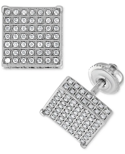 Diamond Pave Square Stud Earrings (1/2 ct. t.w.) in 14k White Gold