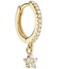 Cubic Zirconia Star Charm Huggie Hoop Earrings (3/8 ct. t.w.) in 14k Gold over Sterling Silver