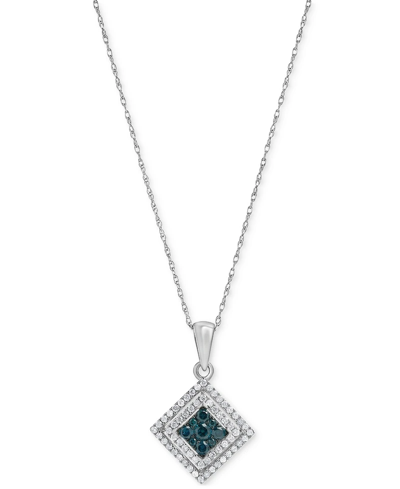 Blue Diamond (1/5 ct. t.w.) & White Diamond (1/3 ct. t.w.) 18" Pendant Necklace in 10k White Gold