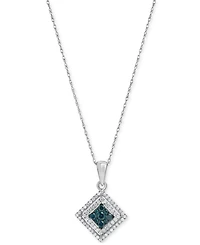 Blue Diamond (1/5 ct. t.w.) & White Diamond (1/3 ct. t.w.) 18" Pendant Necklace in 10k White Gold