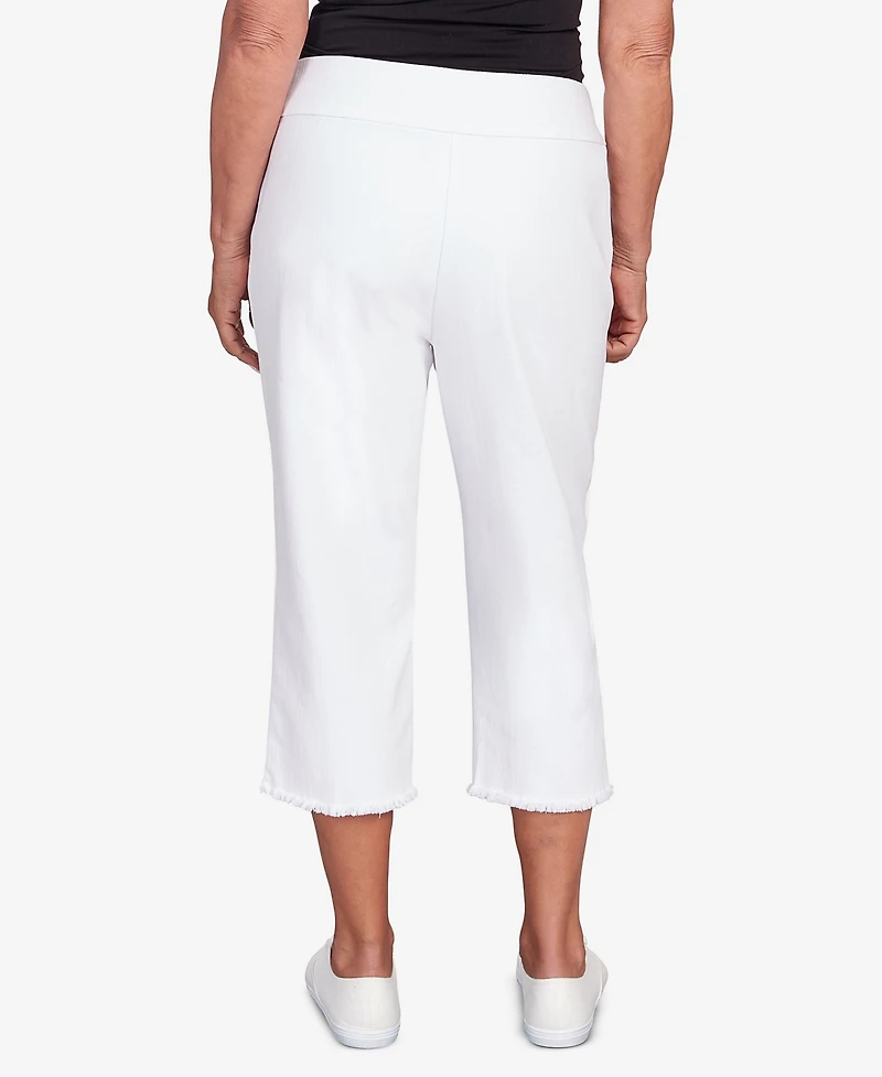 Alfred Dunner Women's Classic Denim Fringe Capri Pant