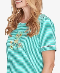 Alfred Dunner Women's Classic Owl Knit Striped Top