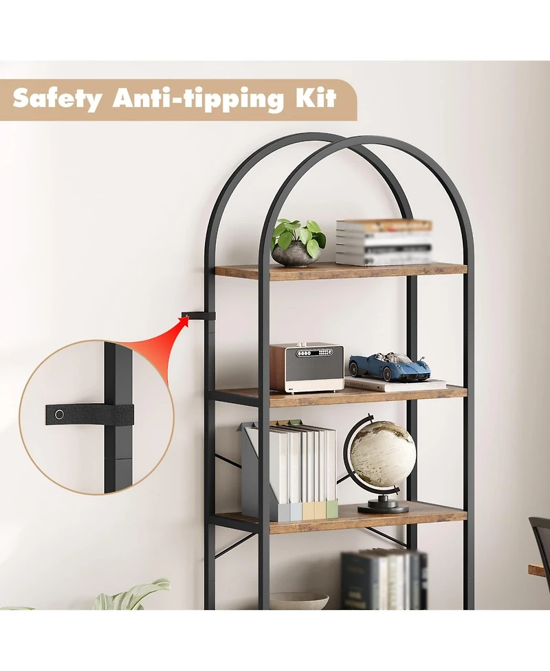 gaomon Arched Bookshelf, 5-Tier Open Bookshelf